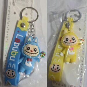 (2) KEYCHAINS LITTLE MONSTERS BLUE YELLOW KEY CHAINS FOR KEY HOLDERS BACKPACKS